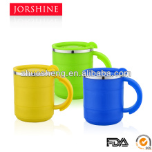 Tasse de voyage de fabrication directe double paroi intérieure en acier inoxydable extérieur en plastique Bureau